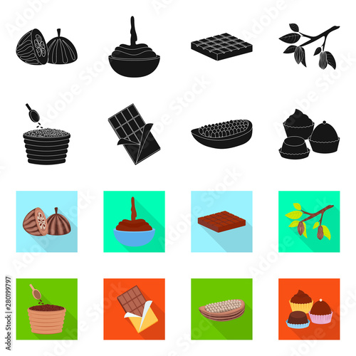 Isolated object of food and yummy symbol. Collection of food and brown stock vector illustration.