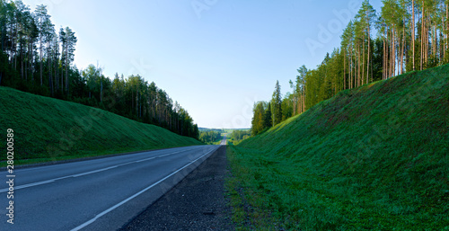 Panorama of the Izhevsk bypass road. Zavyalovsky district, Udmurt Republic, Russia photo