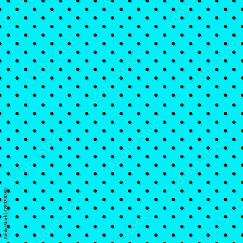 Polka dot seamless pattern, azure and black colors. Vector illustration