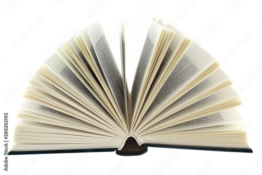 open book on white background close up