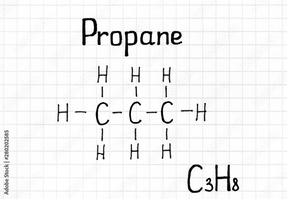 Handwriting Chemical formula of Propane. Handwriting Chemical formula of Propane.
