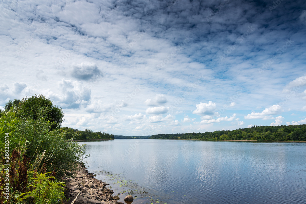 Daugava river in summer afternoon, Latvia.