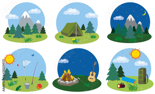 Camping. Hike. Items for a ...
