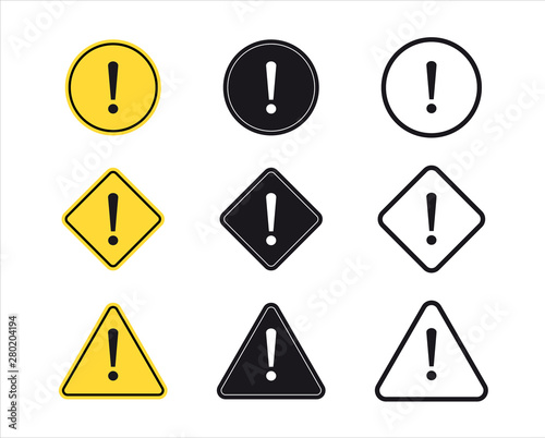 Set of Exclamation mark symbol. Attention Sign. Danger sign  warning sign. Hazard warning symbol.