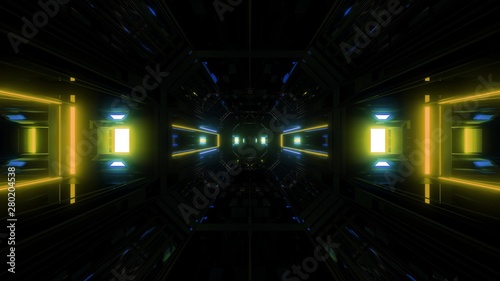 futuristic science-fiction lights glowing tunnel corridor 3d illustration background © Michael
