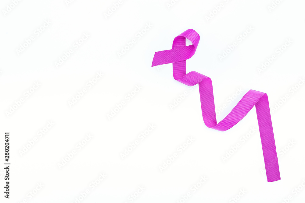 top view of purple ribbon with meaning of violence isolated on white top view of purple ribbon with meaning of violence isolated on white