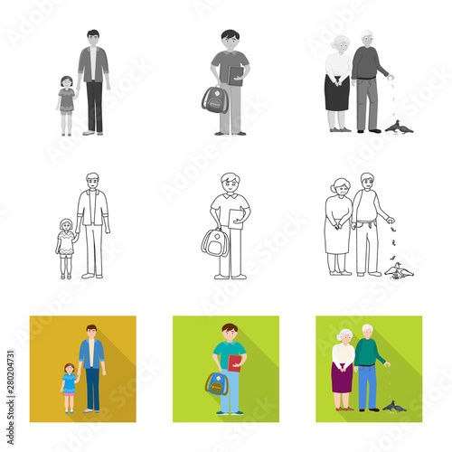 Vector design of character and avatar sign. Collection of character and portrait stock symbol for web.