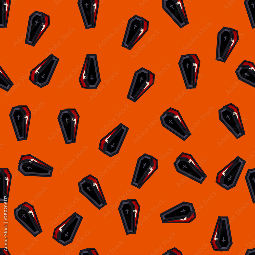 Abstract seamless halloween coffin pattern for girls or boys. Creative vector pattern with coffin, halloween. Funny halloween coffin pattern for textile and fabric. Fashion style. Colorful picture. Abstract seamless halloween coffin pattern for girls or boys. Creative vector pattern with coffin, halloween. Funny halloween coffin pattern for textile and fabric. Fashion style. Colorful picture.