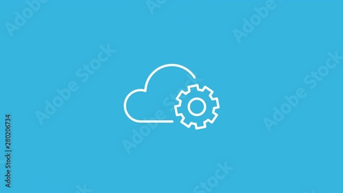 Cloud Setting Line Icon Animation with Alpha stock video
