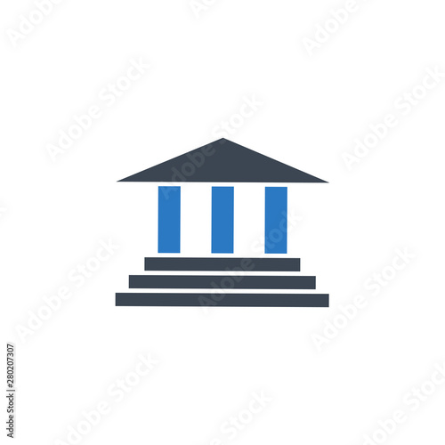 Bank Building related vector glyph icon. Isolated on white background. Vector illustration.
