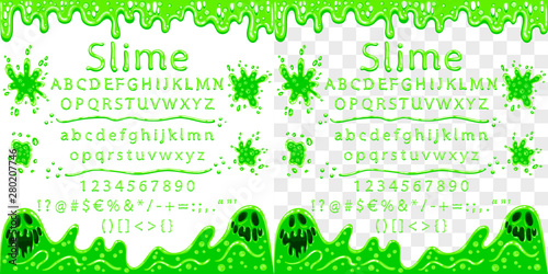 Letters and two monsters from slime