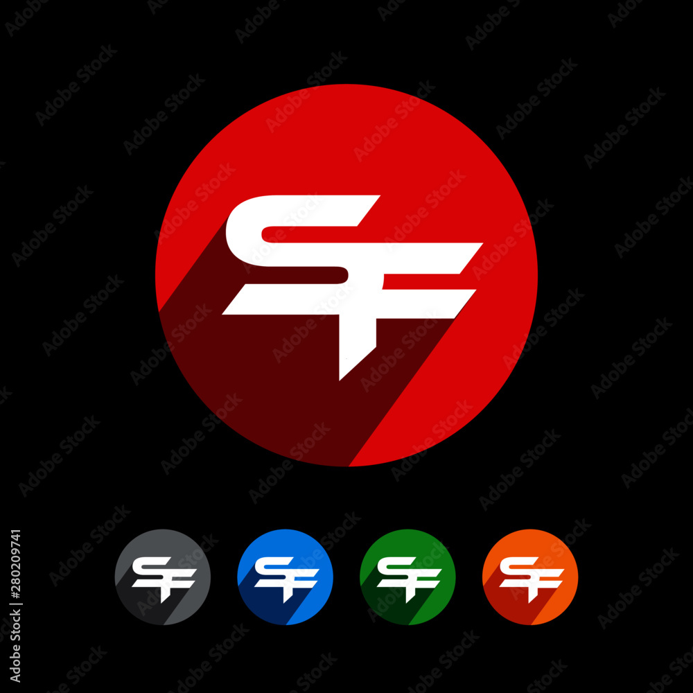 SF Letter Black Background Vector Template SF Letter Black Background Vector Template