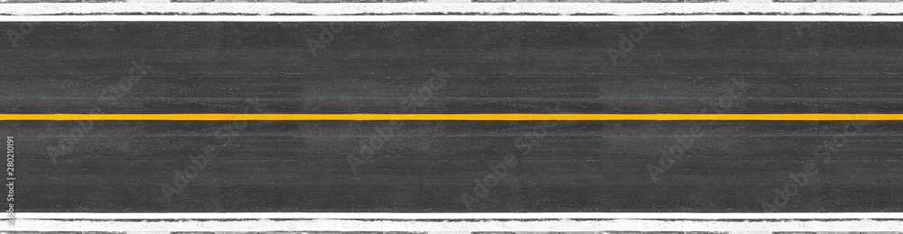 Long asphalt road with marking lines yellow stripes traffic on the road surface texture Background.
