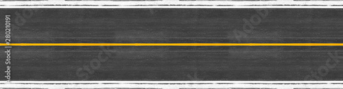Obraz na płótnie Long asphalt road with marking lines yellow stripes traffic on the road surface texture Background. w salonie