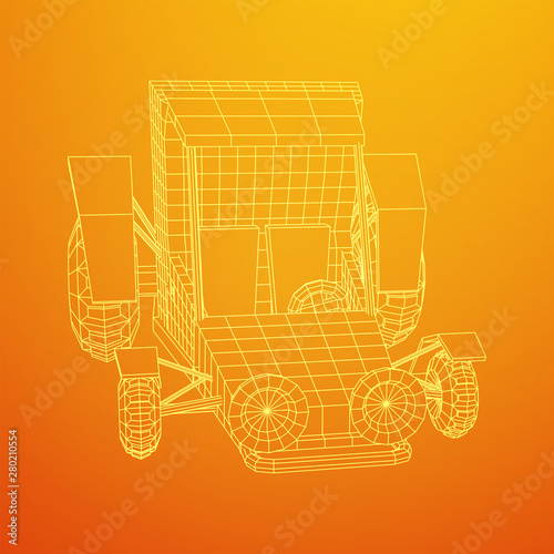 Off road dune buggy car. Terrain vehicle. Outdoor car racing, extreme sport oncept. Wireframe low poly mesh vector illustration