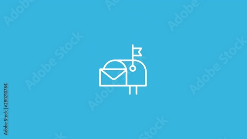 Mailbox Line Icon Animation with Alpha stock video