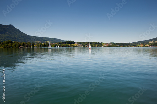 View of lake Mondsee in Upper Austria in summer