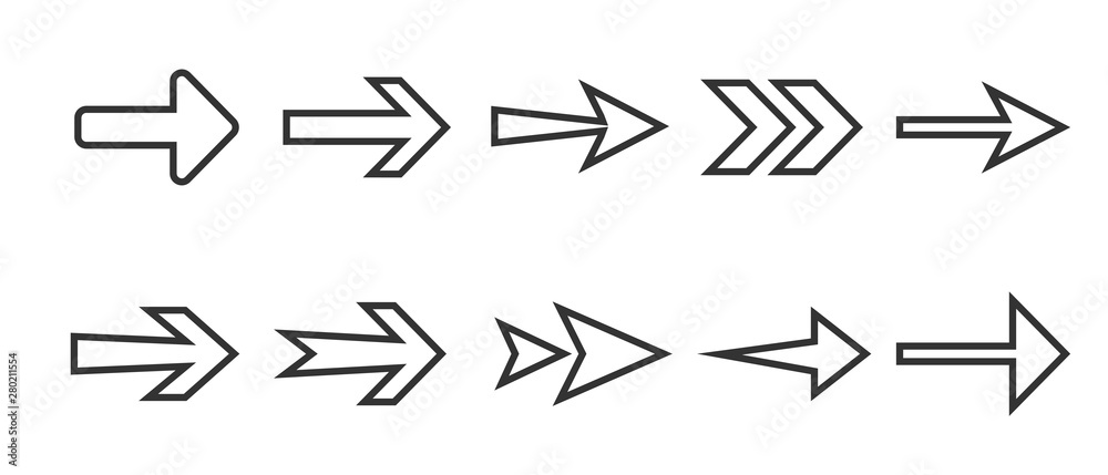 Arrow icon set. Vector illustration, flat design. Arrow icon set. Vector illustration, flat design.