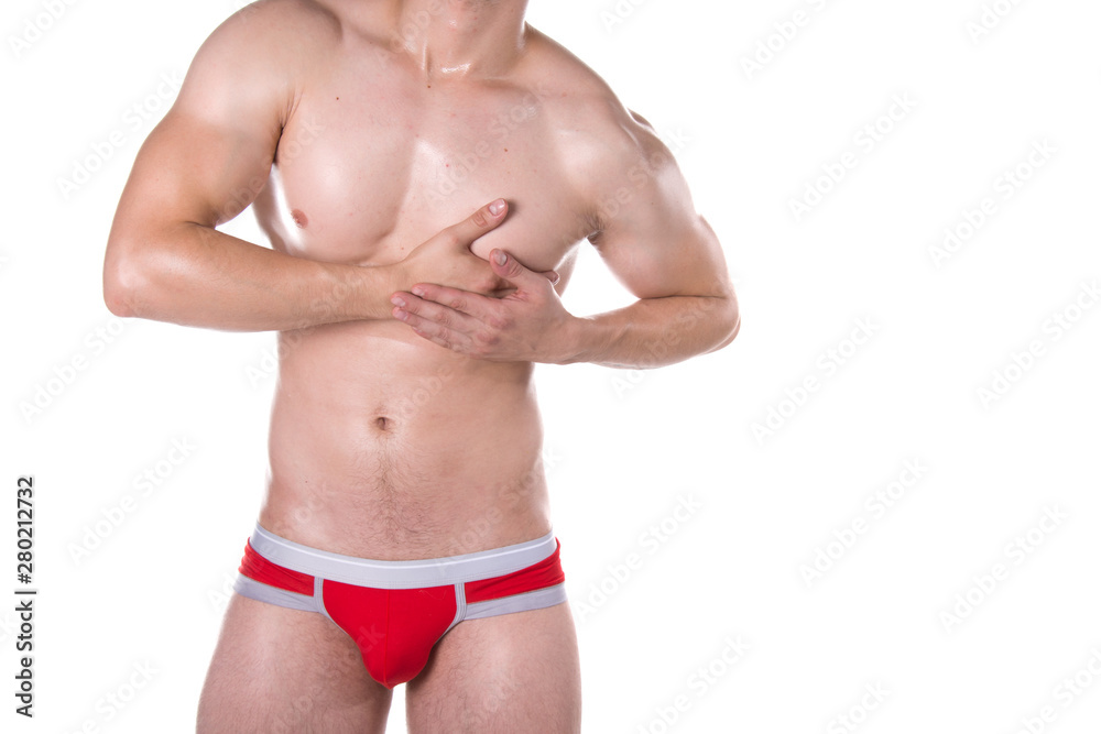 Fototapeta premium Health care. Arrhythmia. A man and a sick heart.