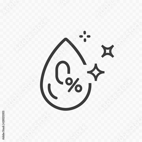 Icon of no artificial, alcohol free elements. Vector certified, tested products for skin, hair and food. Healthcare cosmetic natural symbol.