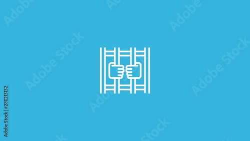 Prison Line Icon Animation with Alpha stock video