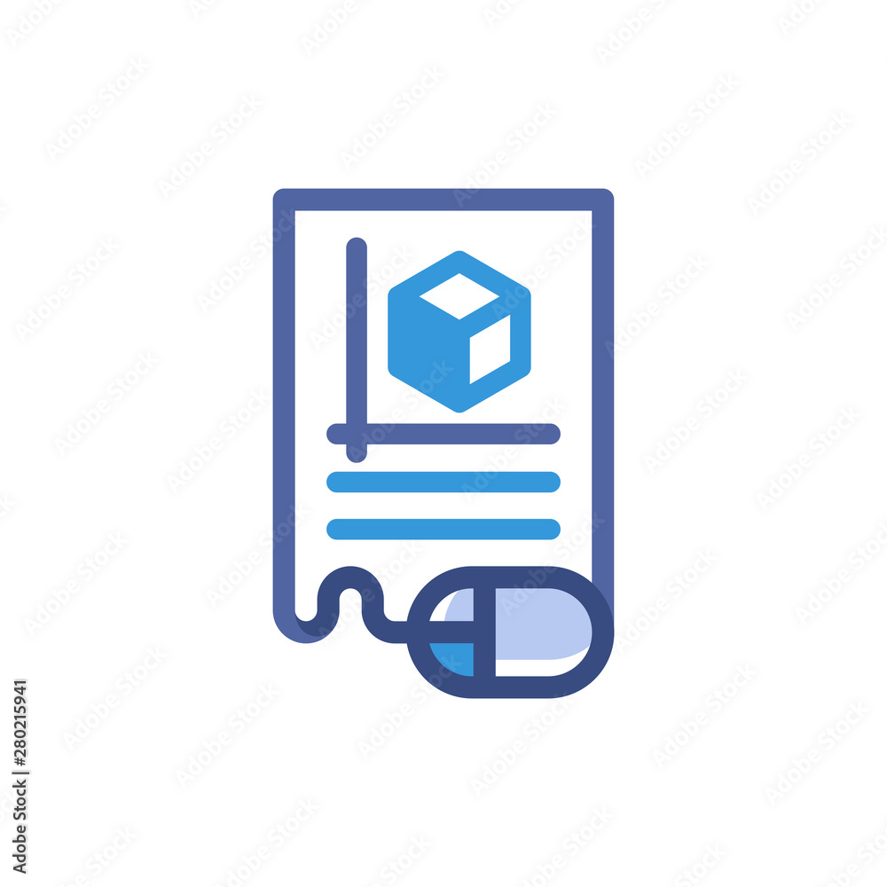 Illustration icon with the online blueprint service concept Illustration icon with the online blueprint service concept