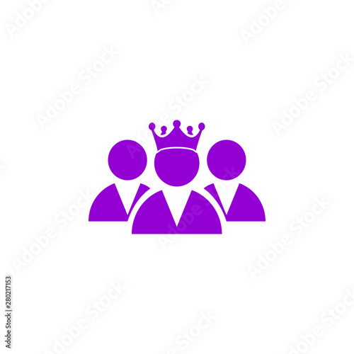 Award, business, performance, success, team, winner, crown on head violet color icon