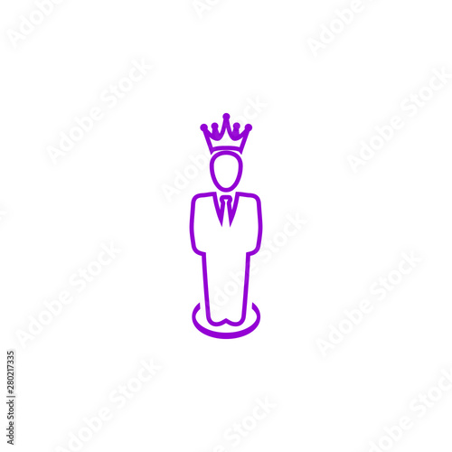 Award, business, performance, success, team, winner, crown on head violet color icon