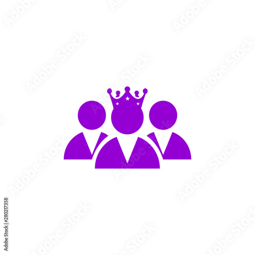 Award, business, performance, success, team, winner, crown on head violet color icon