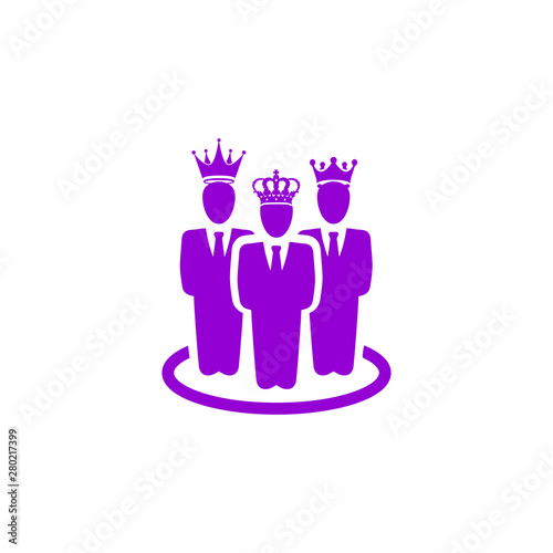 Award, business, performance, success, team, winner, crown on head violet color icon