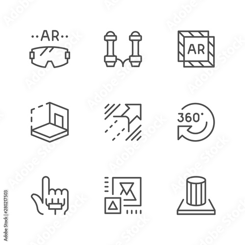 Set line icons of augmented reality