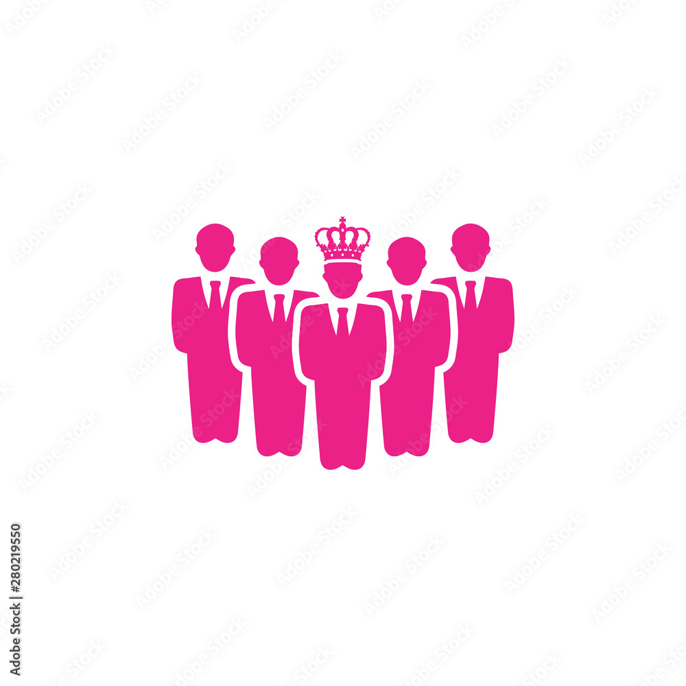 Award, business, performance, success, team, winner, crown on head  pink color icon