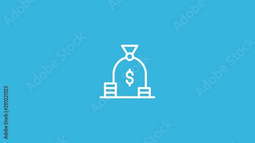 Money Bag Line Icon Animation with Alpha stock video