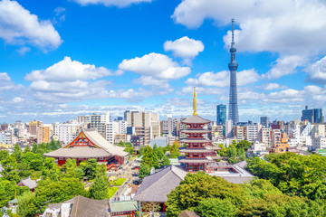 Wandcirkels Tokio Senso-ji tempel vanuit de lucht  © Richie Chan
