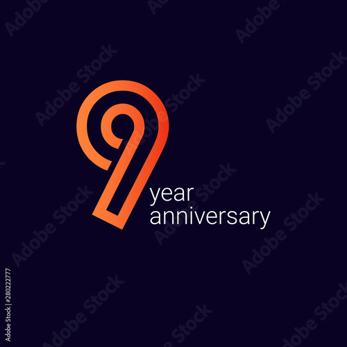 9 Year Anniversary Celebration Vector Template Design Illustration