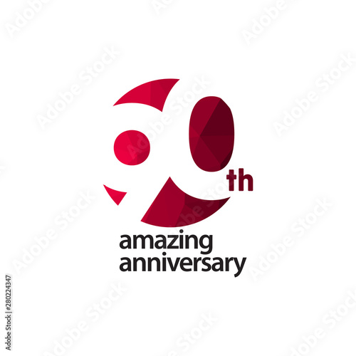 90 Th Amazing Anniversary Celebration Vector Template Design Illustration