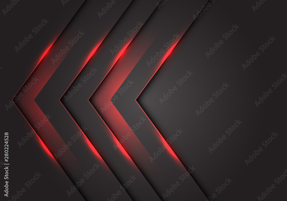 Abstract red light 3D arrow direction on dark grey blank space design modern futuristic technology background vector illustration.