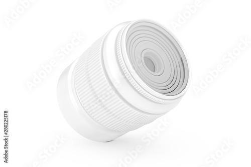 White Blank Camera Photo Lens in Clay Style. 3d Rendering
