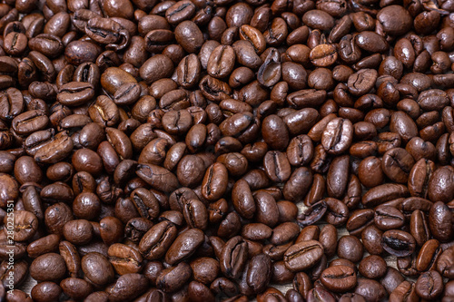 Background of roasted, fragrant coffee beans.