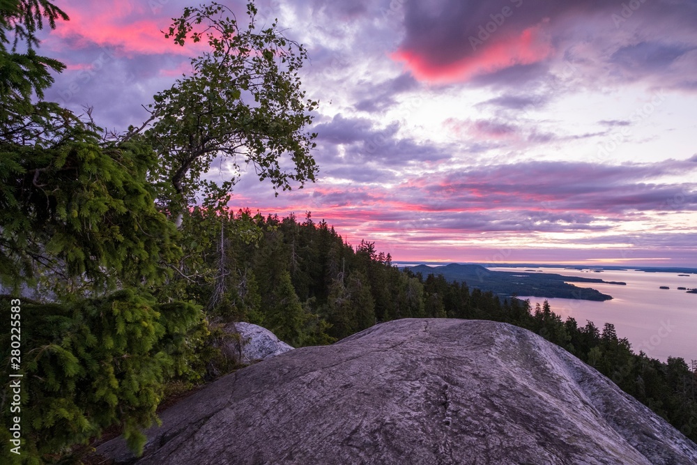 Koli national park, purple sunset, Finland