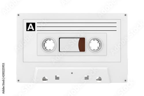 Old Vintage Audio Cassette Tape Mock Up in Clay Style. 3d Rendering