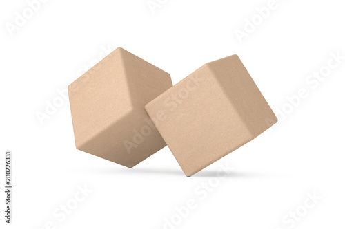 Two Cardboard Cubes in Balance Concept. 3d Rendering
