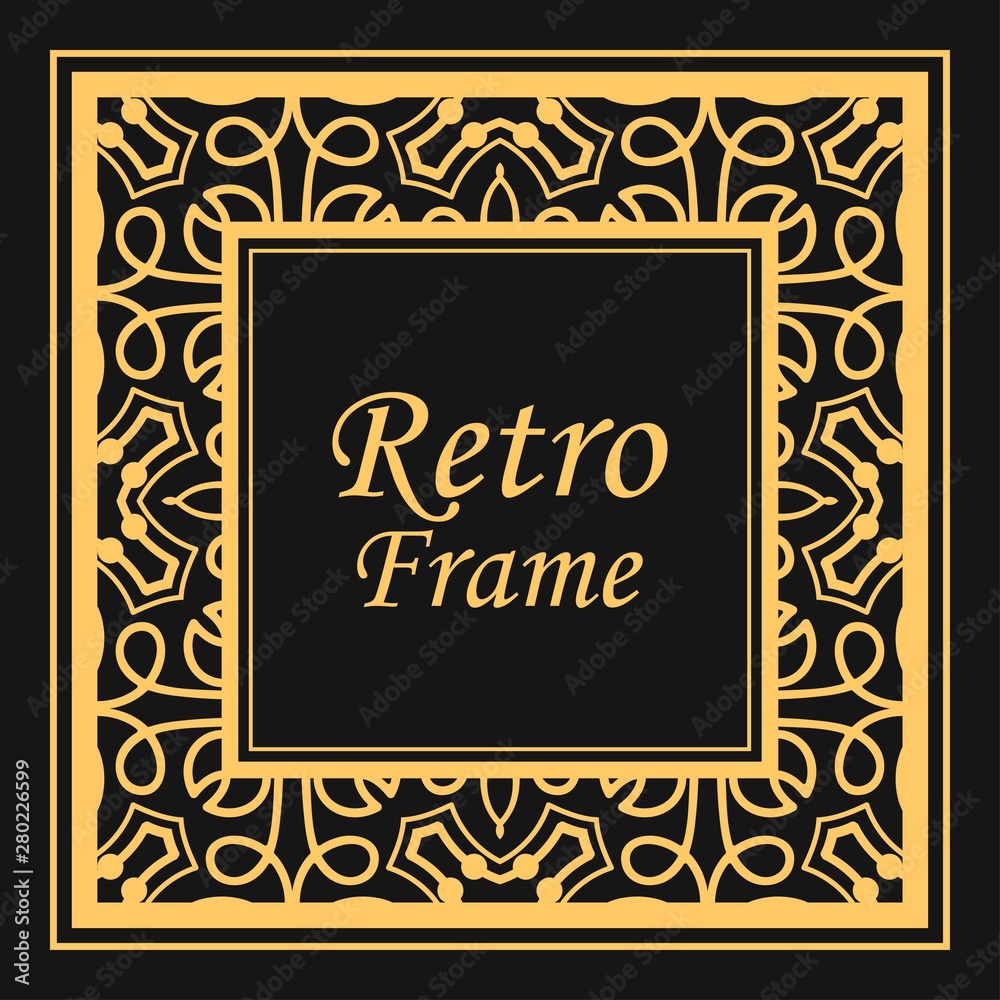 Classic vector square frame with ornate elements. Abstract modern art deco ornament with place for text. Vintage pattern Classic vector square frame with ornate elements. Abstract modern art deco ornament with place for text. Vintage pattern