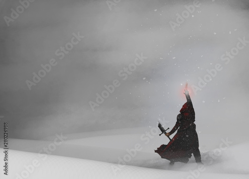 Dekoracja na wymiar  warrior-mage-back-view-in-snow