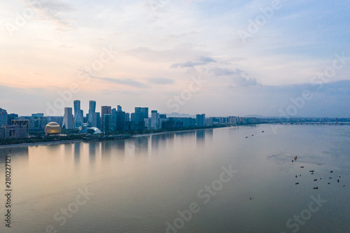 panoramic city skyline in hangzhou china