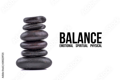 Photography Zen stones balance concept isolated on white