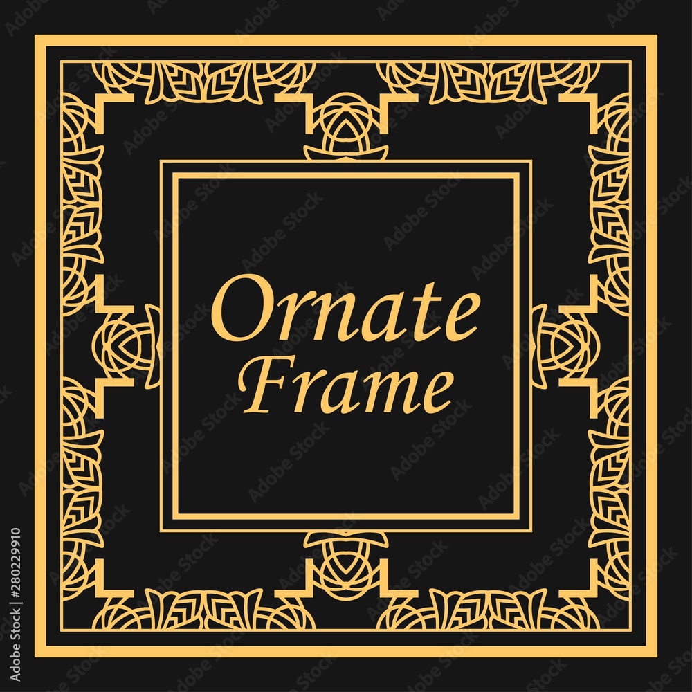 Classic vector square frame with ornate elements. Abstract modern art deco ornament with place for text. Vintage pattern Classic vector square frame with ornate elements. Abstract modern art deco ornament with place for text. Vintage pattern