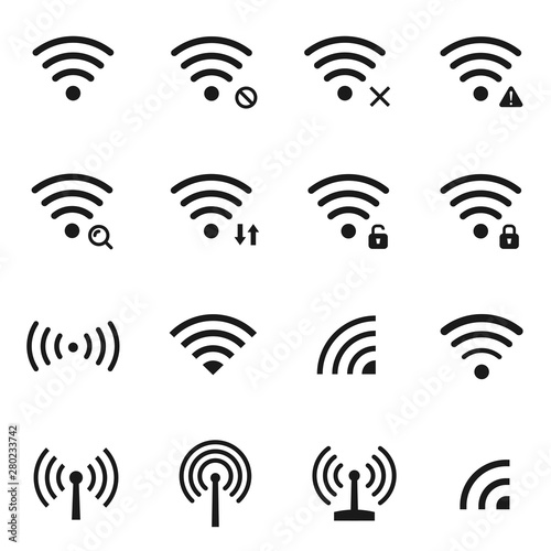 Wireless network set  communication and connection symbol