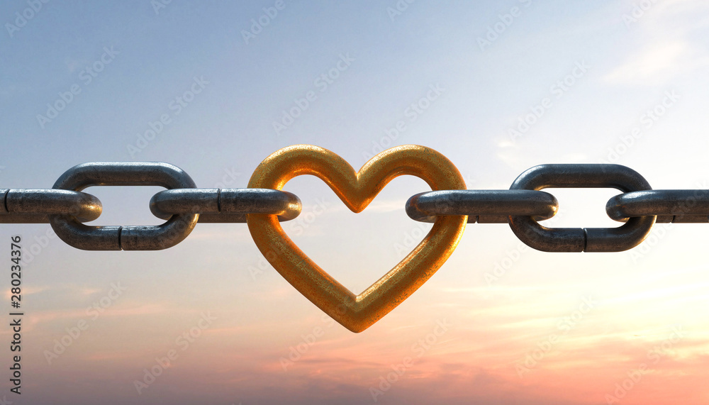 Fototapeta premium 3D Illustration Kette mit Herz
