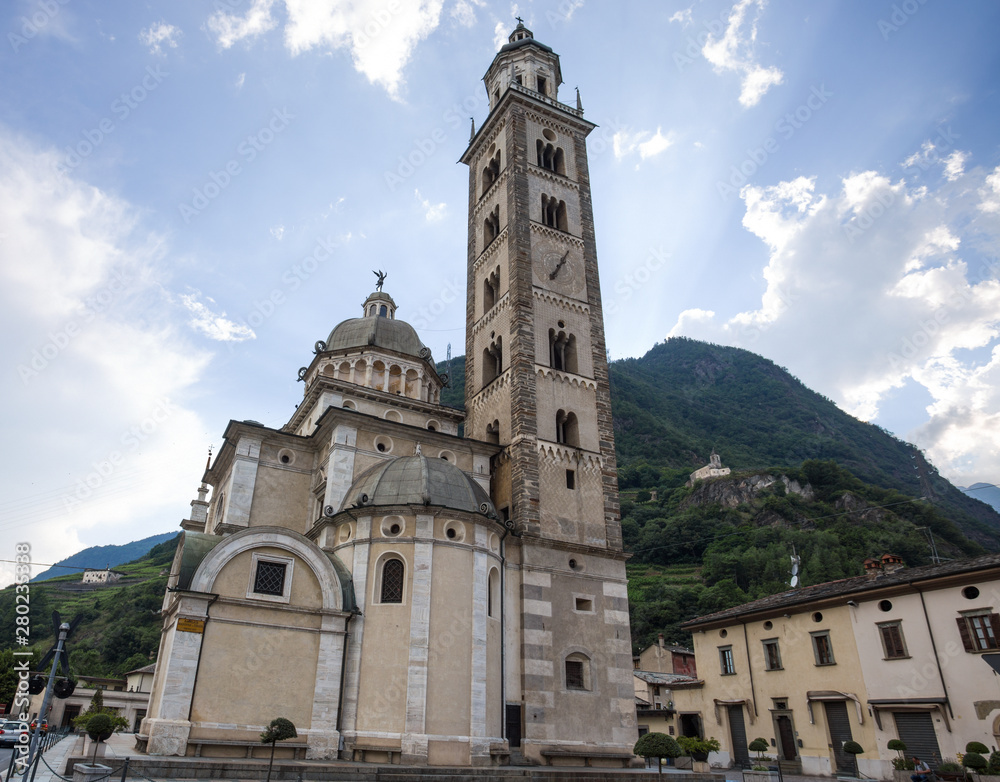 TIRANO, ITALY, JUNE 19, 2019 - Sanctuary Madonna of Tirano, Sondrio province, Lombardy, Italy.